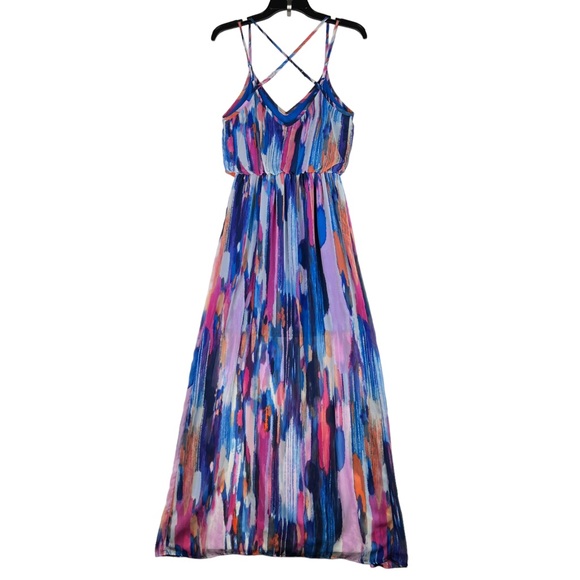 B. Darlin Maxi Long Dress Women Size S Blue Pink White Purple Orange - Picture 2 of 8